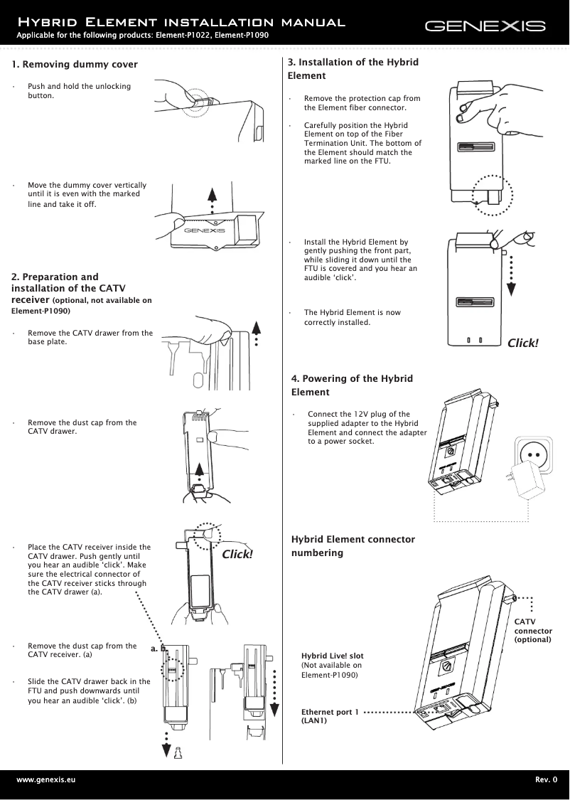 First page image of the manual for Hybrid Element MC