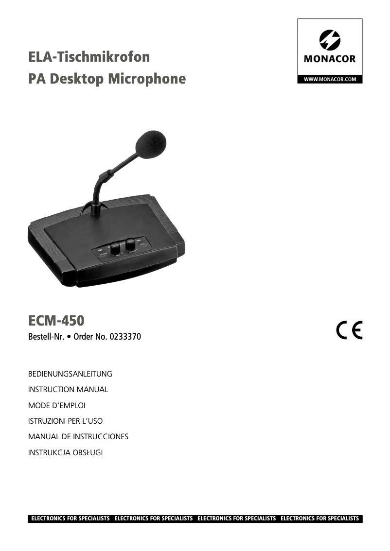 First page image of the manual for ECM-450