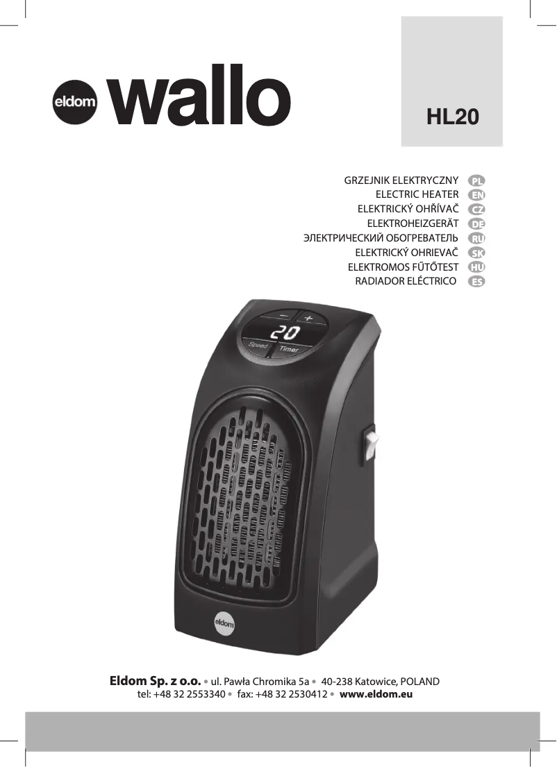 Page 1 of the manual User Manual Eldom Wallo HL20