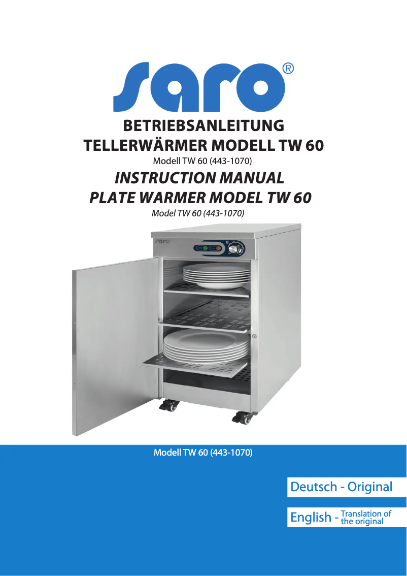 Page 1 of the manual User Manual Saro TW 60