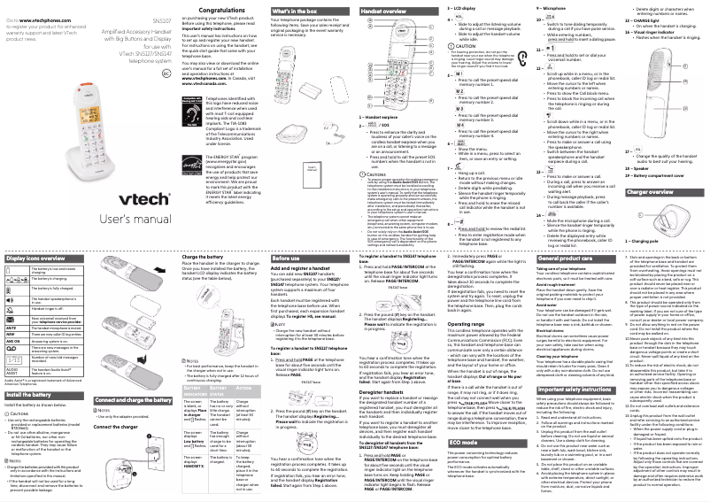 Page 1 of the manual User Manual Vtech SN5107