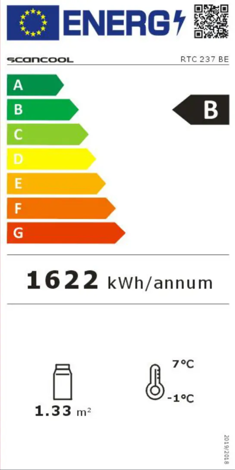 Page 1 of the manual Energy Label Scandomestic RTC 237 BE