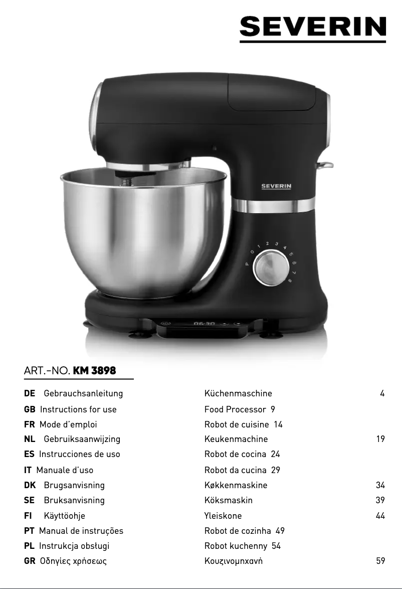 Page 1 of the manual User Manual Severin KM 3898