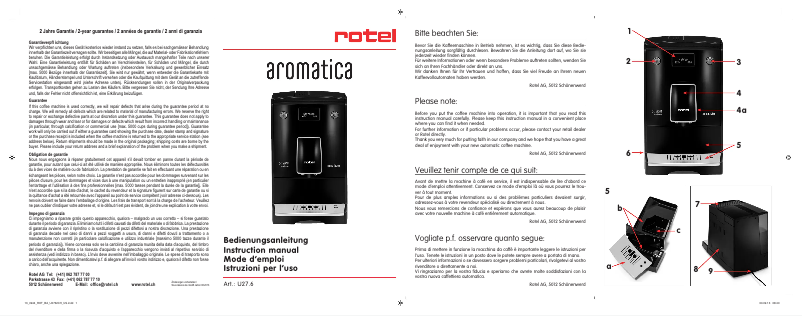 Page 1 of the manual User Manual Rotel AroMatica 762