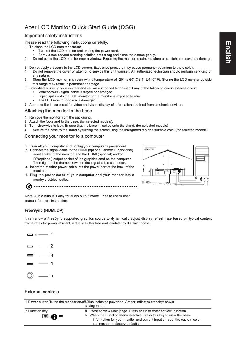 First page image of the manual for VG270S