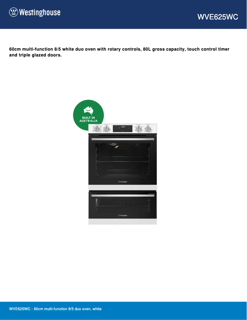 First page image of the manual for WVE625WC