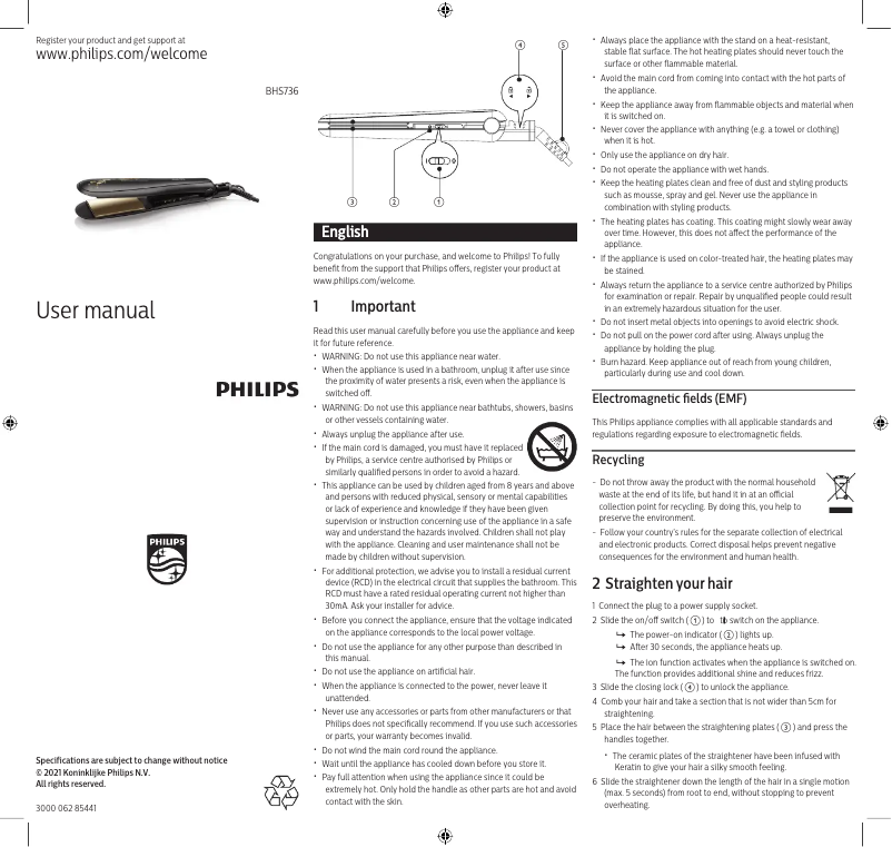 First page image of the manual for BHS736