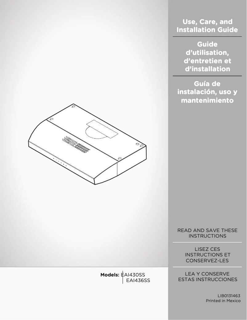 First page image of the manual for Aria EAT436SS