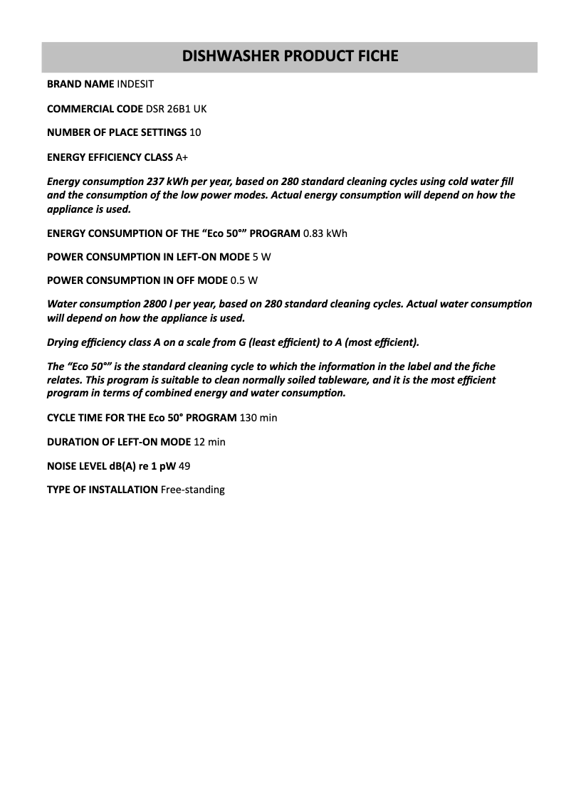 First page image of the manual for DSR 26B1 UK