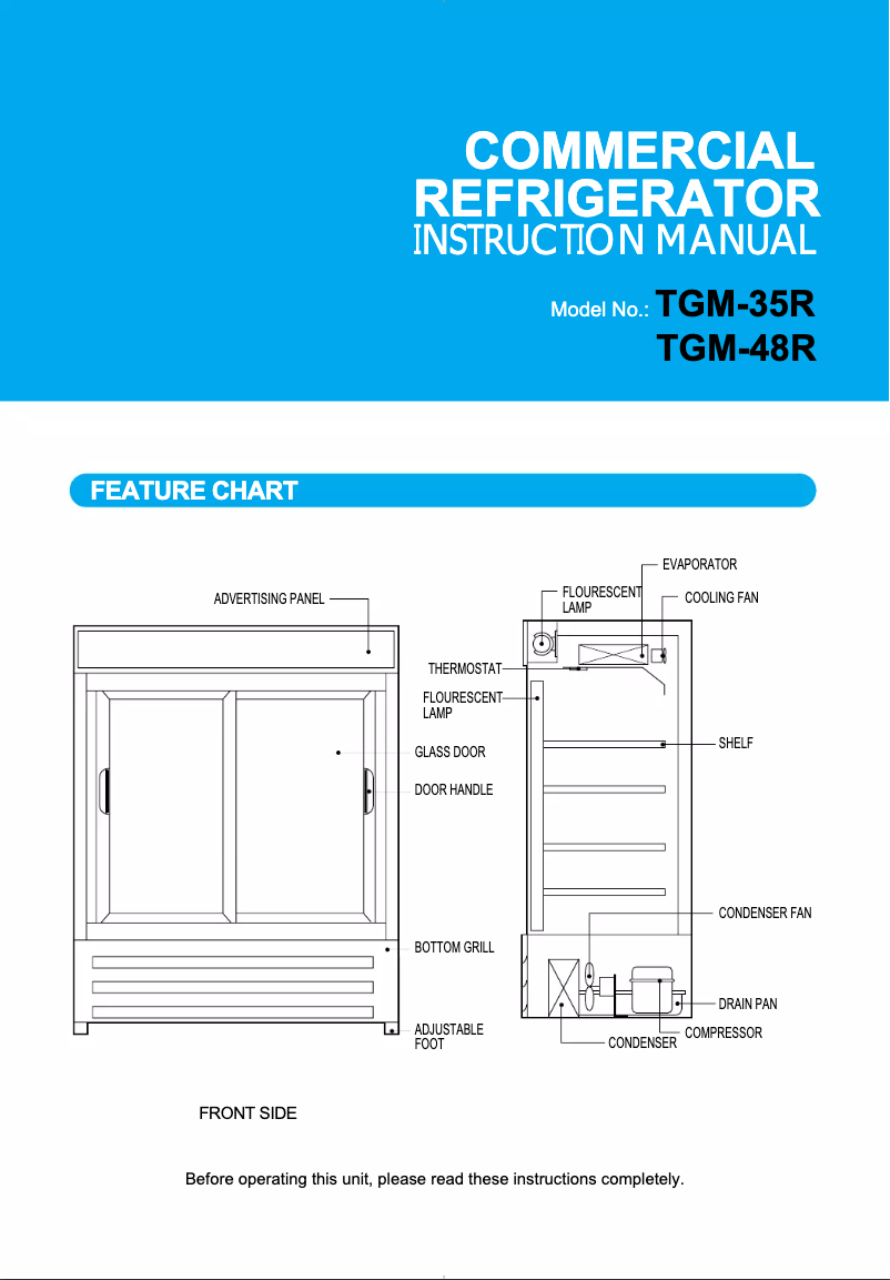 First page image of the manual for TGM-35R
