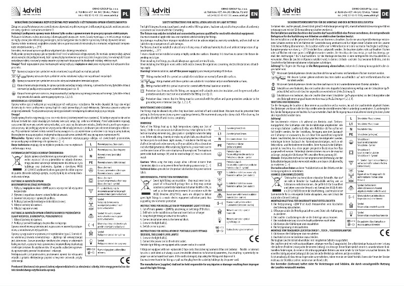First page image of the manual for AD-LD-6240BE27T