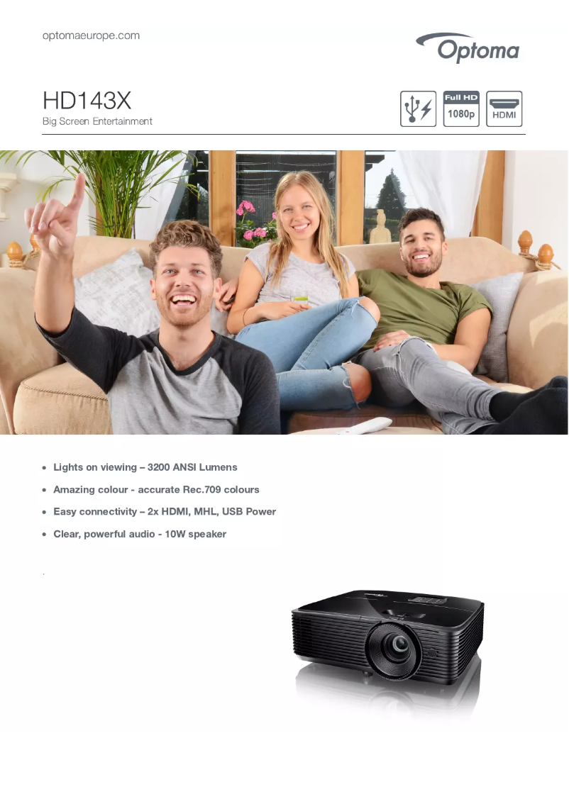 First page image of the manual for HD143X