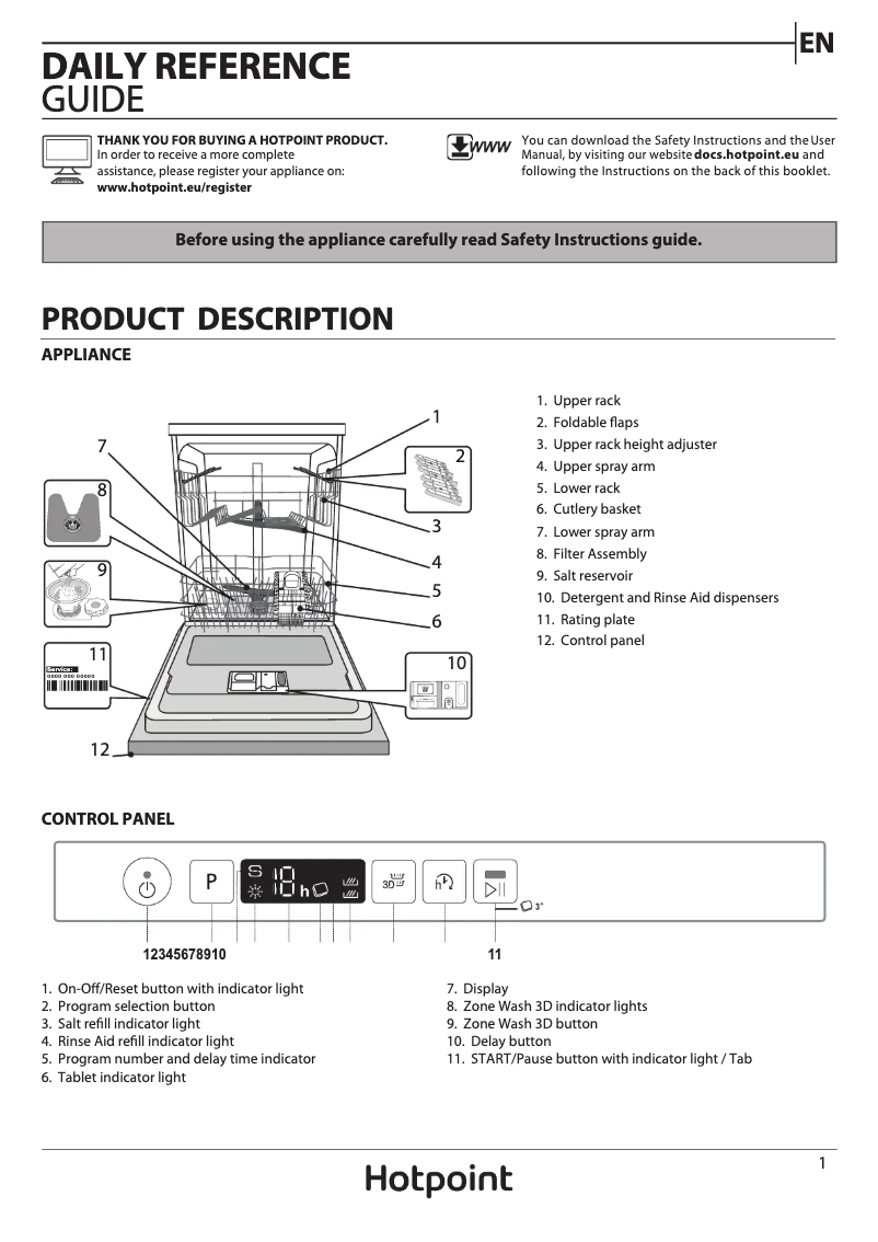 Page 1 of the manual User Manual Hotpoint HIC 3C26 W UK N