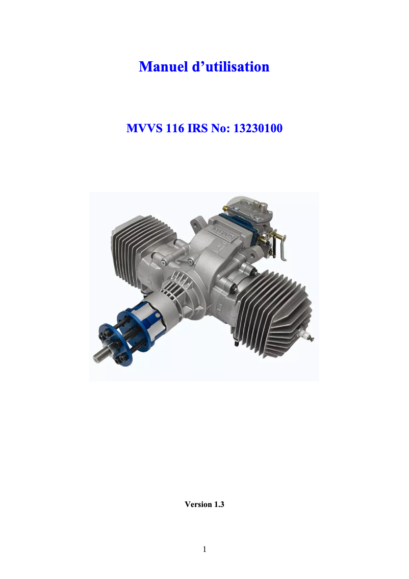 First page image of the manual for 116-BOXER IRS