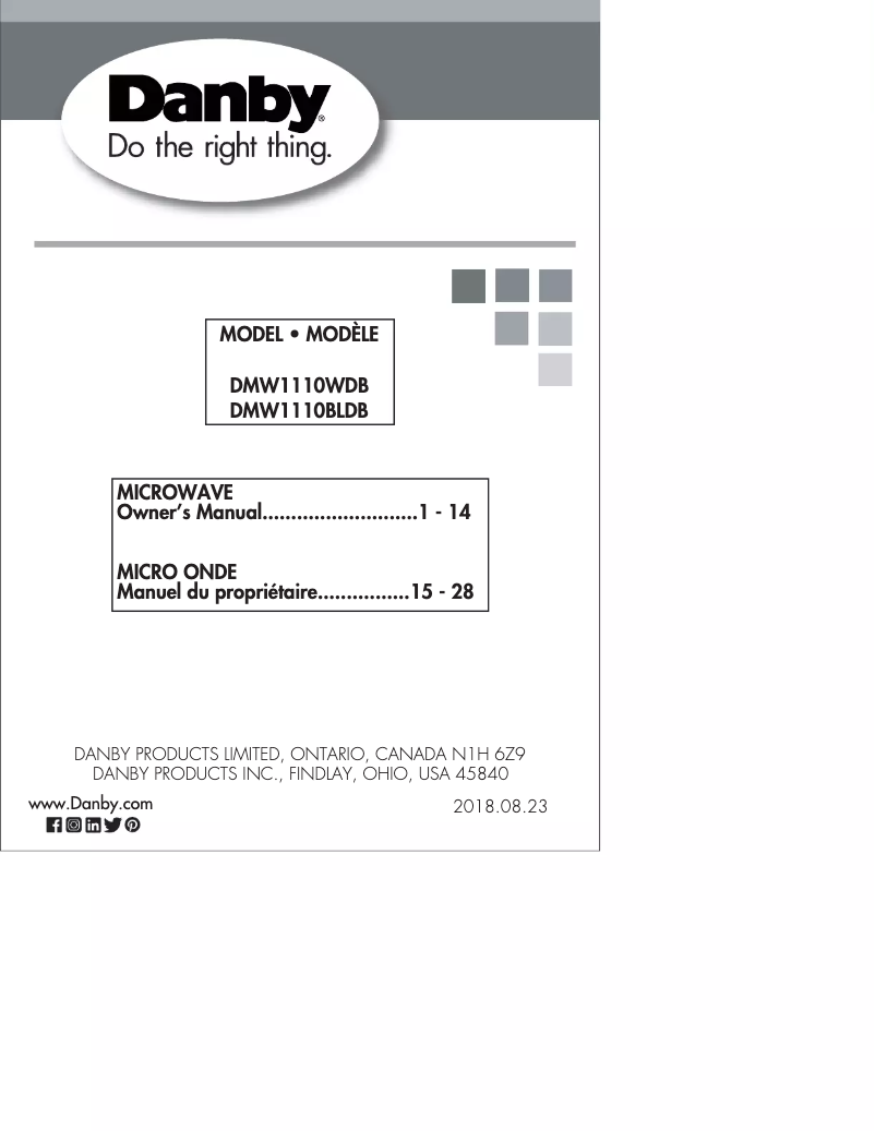 First page image of the manual for DMW1110WDB