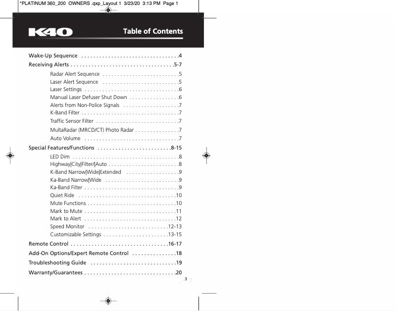 First page image of the manual for Platinum360