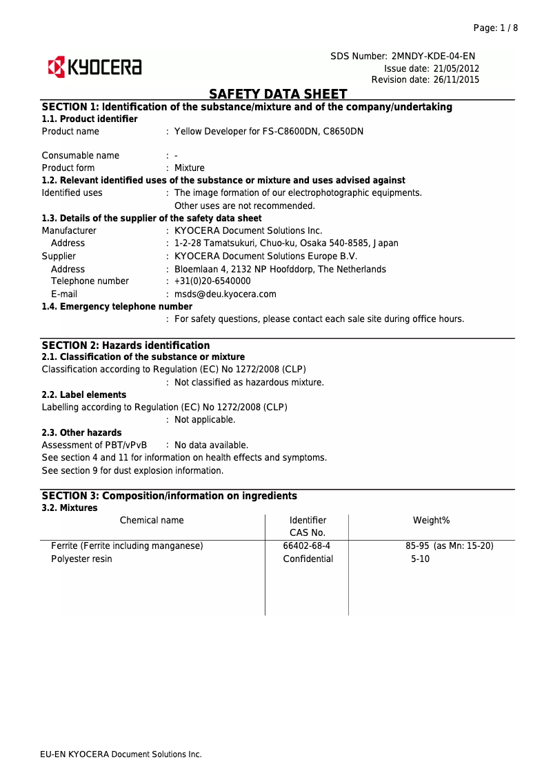 First page image of the manual for FS-C8600DN