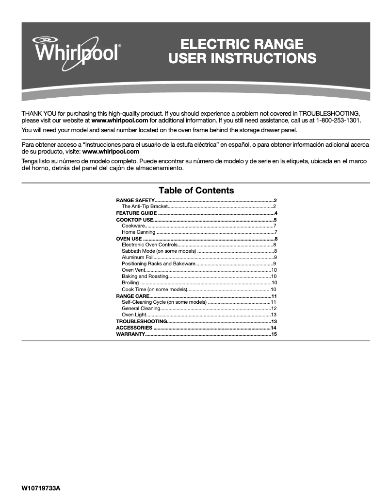 First page image of the manual for WFC150M0EB