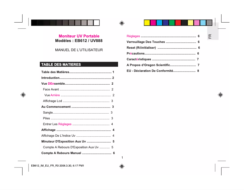 First page image of the manual for EB612