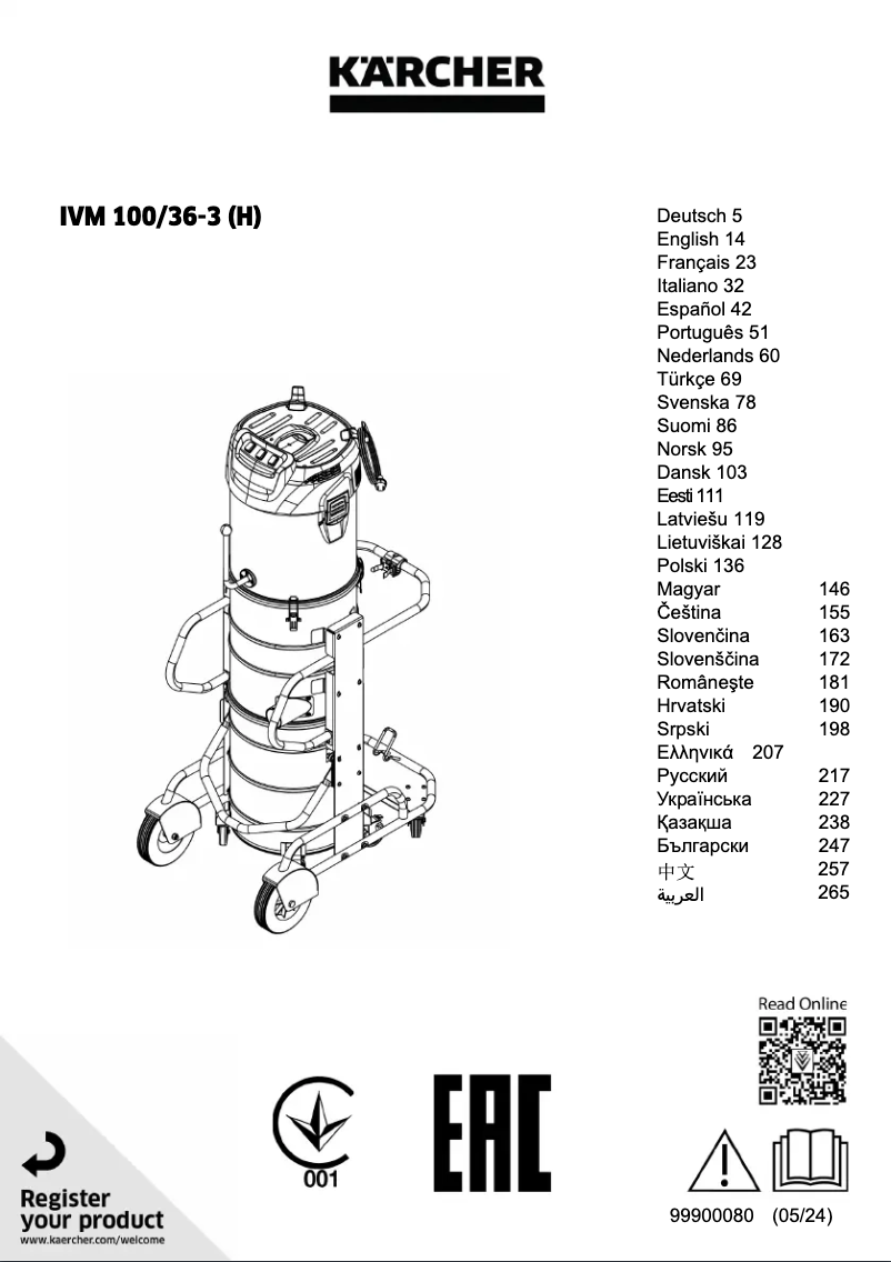 Page 1 de la notice Manuel utilisateur Kärcher IVM 100/36-3