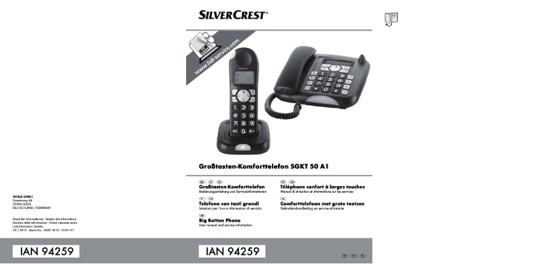 First page image of the manual for SGKT 50 A1