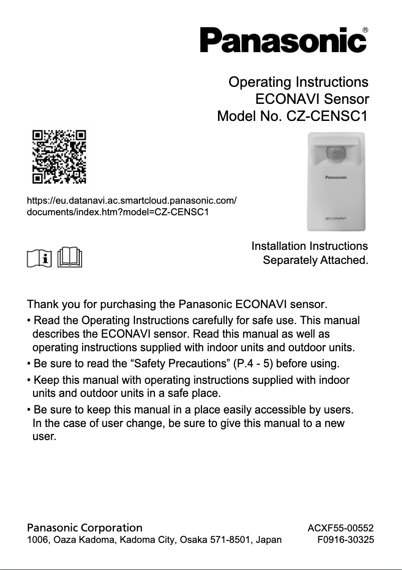 First page image of the manual for CZ-CENSC1