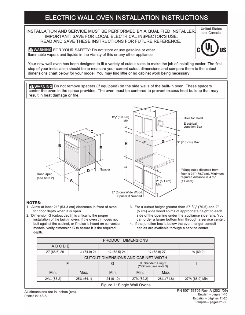 First page image of the manual for FCWS2727AS