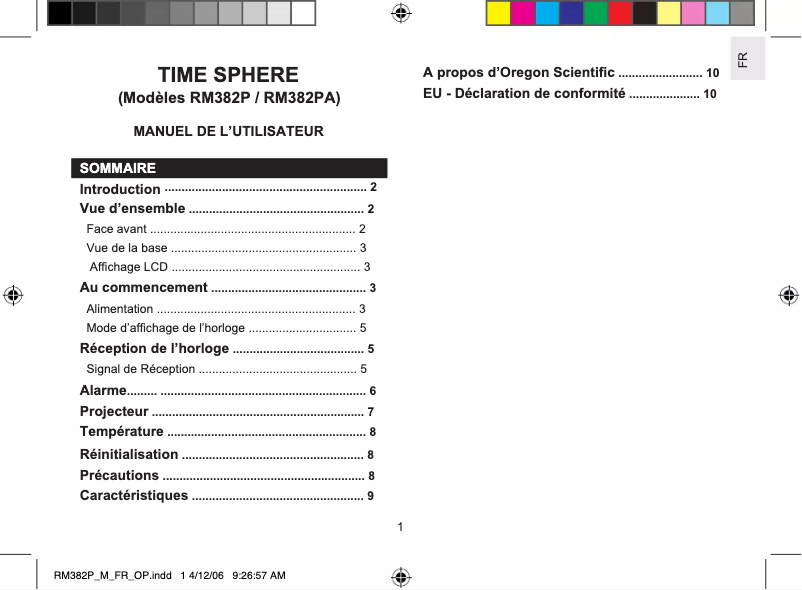 Page 1 of the manual User Manual Oregon Scientific RM382P