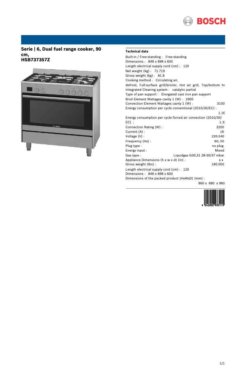 First page image of the manual for HSB737357Z