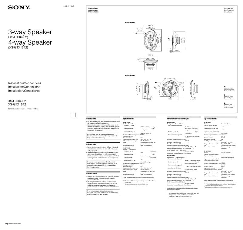 Page 1 of the manual User Manual Sony XS-GTX1642