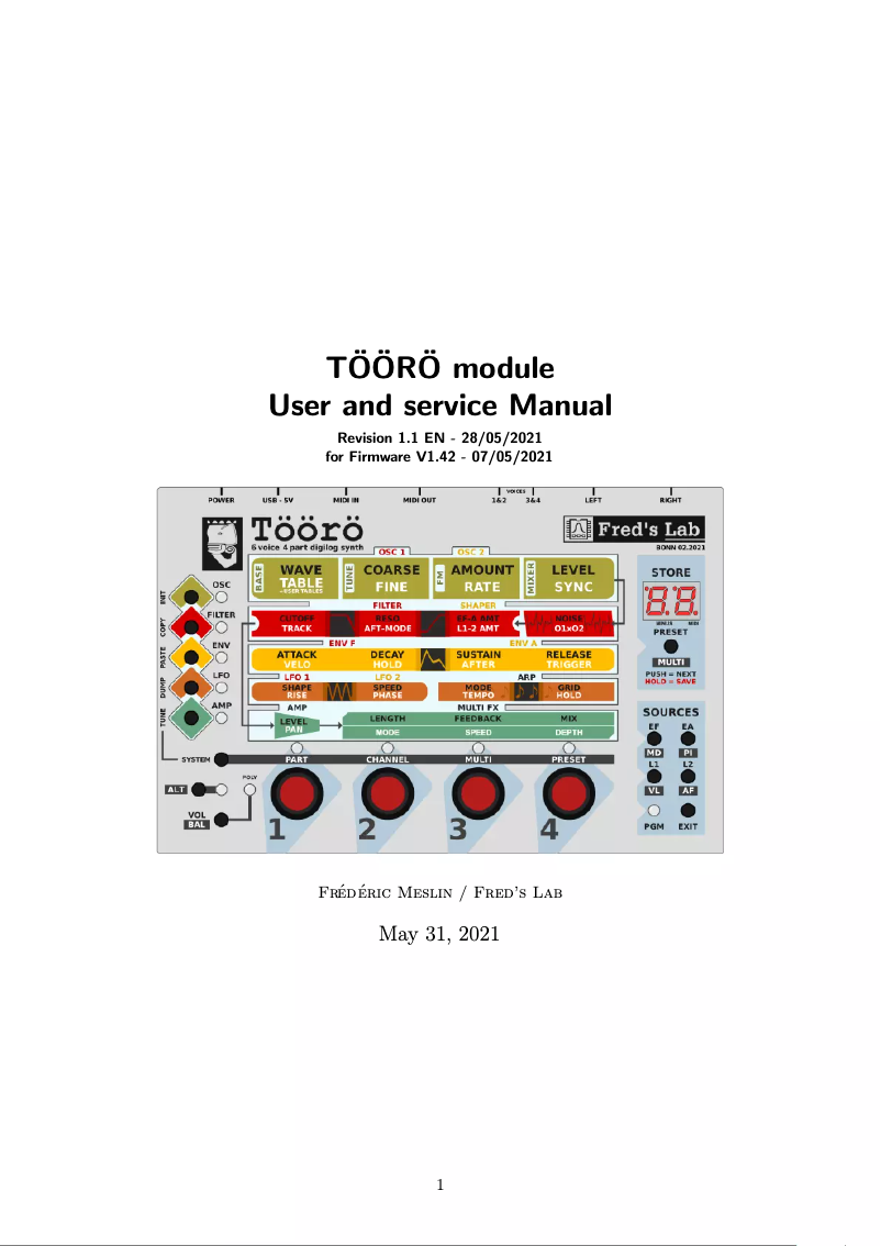 First page image of the manual for Töörö