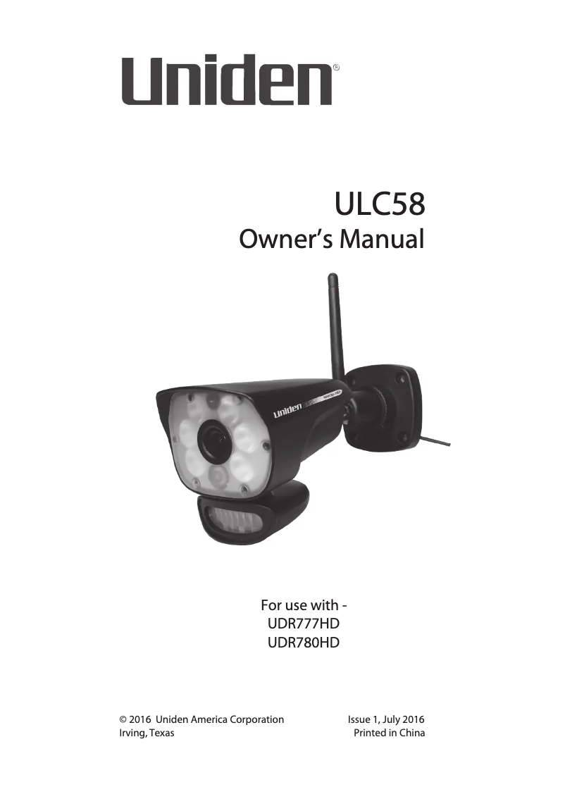 Page 1 of the manual User Manual Uniden LightCam ULC58
