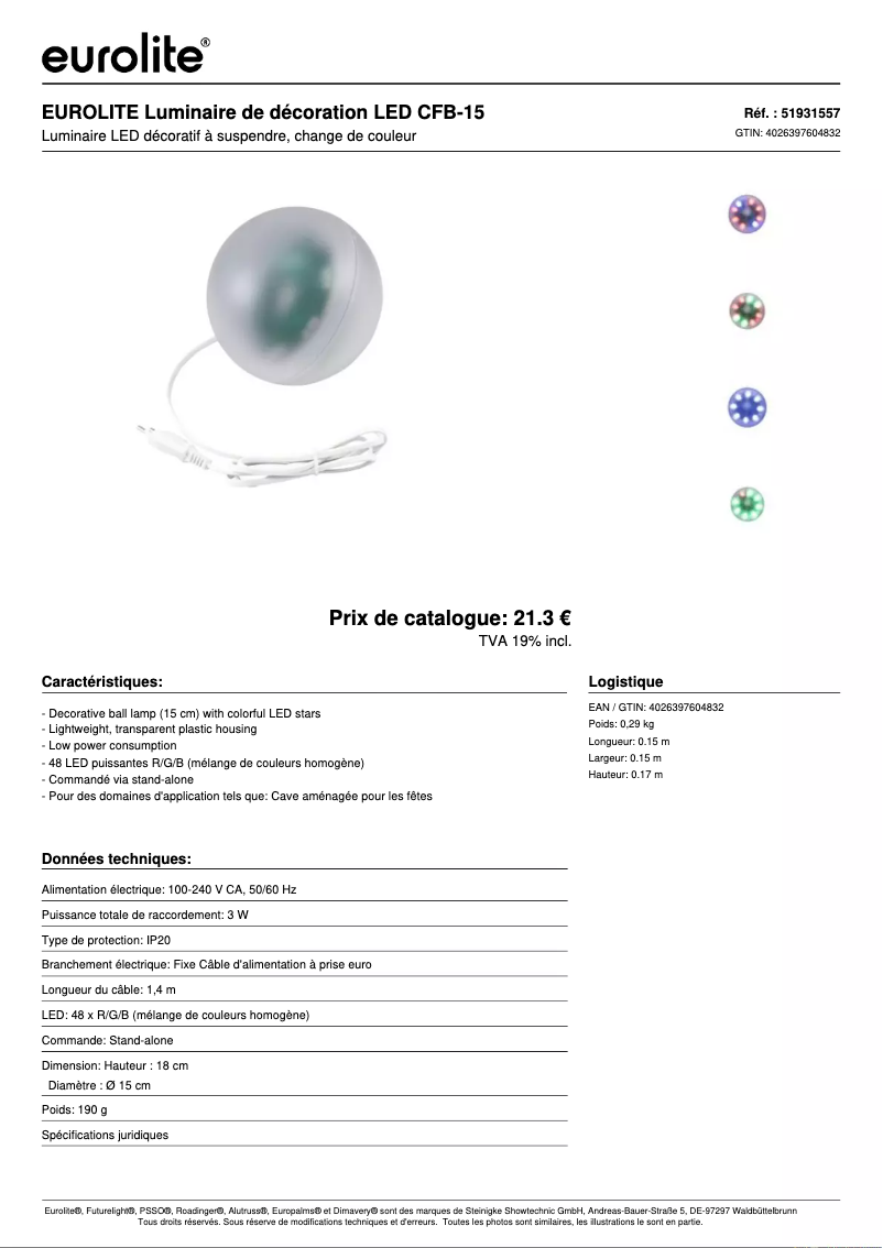 Image de la première page du manuel de l'appareil LED CFB-15