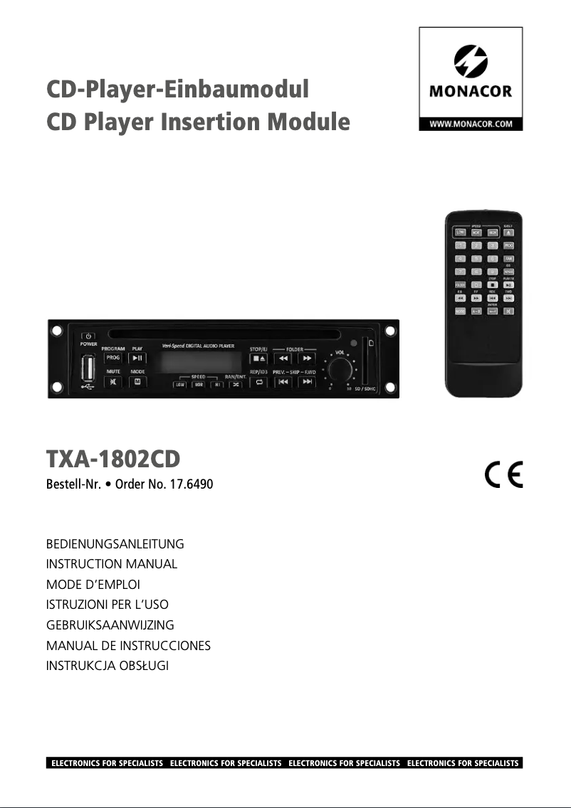 First page image of the manual for TXA-1802CD