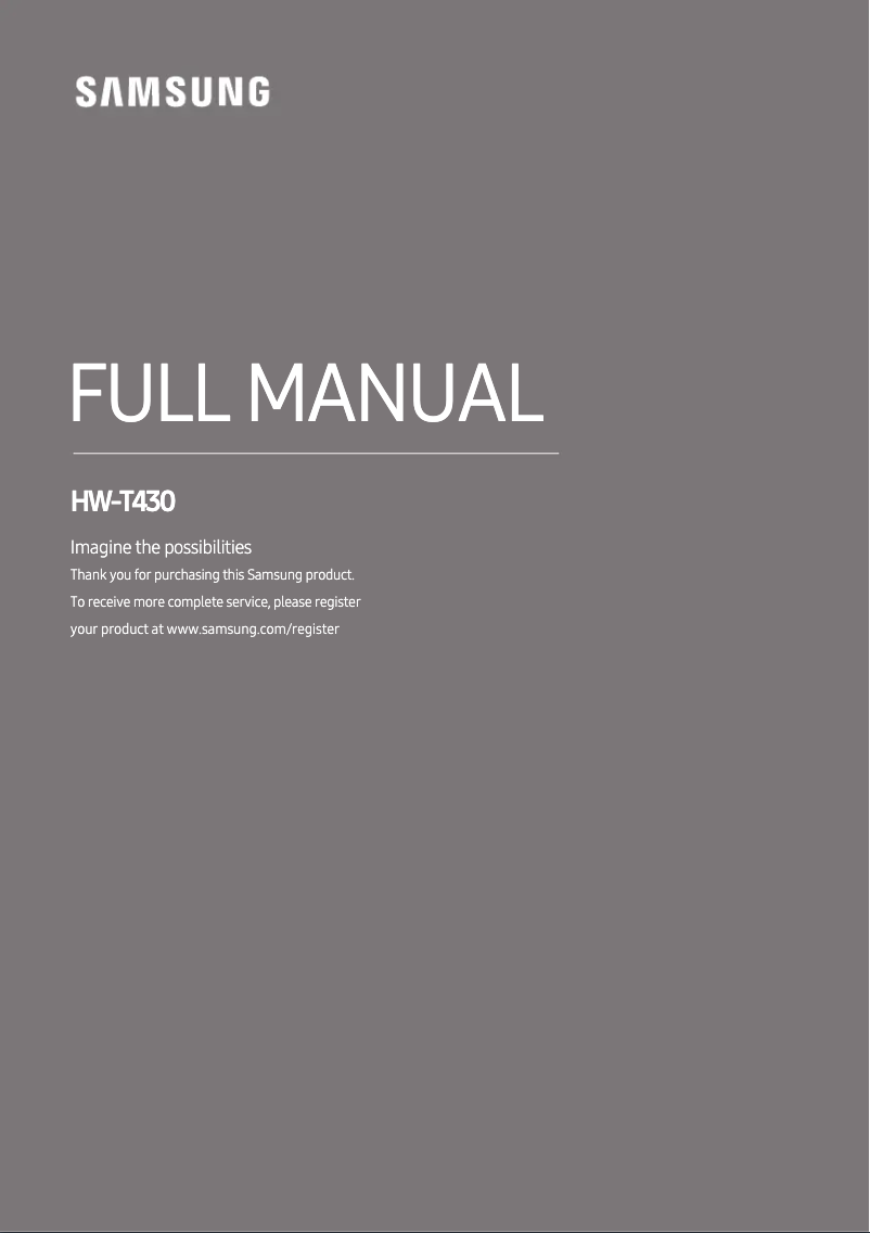 First page image of the manual for HW-T430