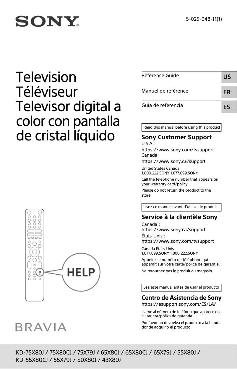 Page 1 of the manual User Manual Sony KD-65X80CJ