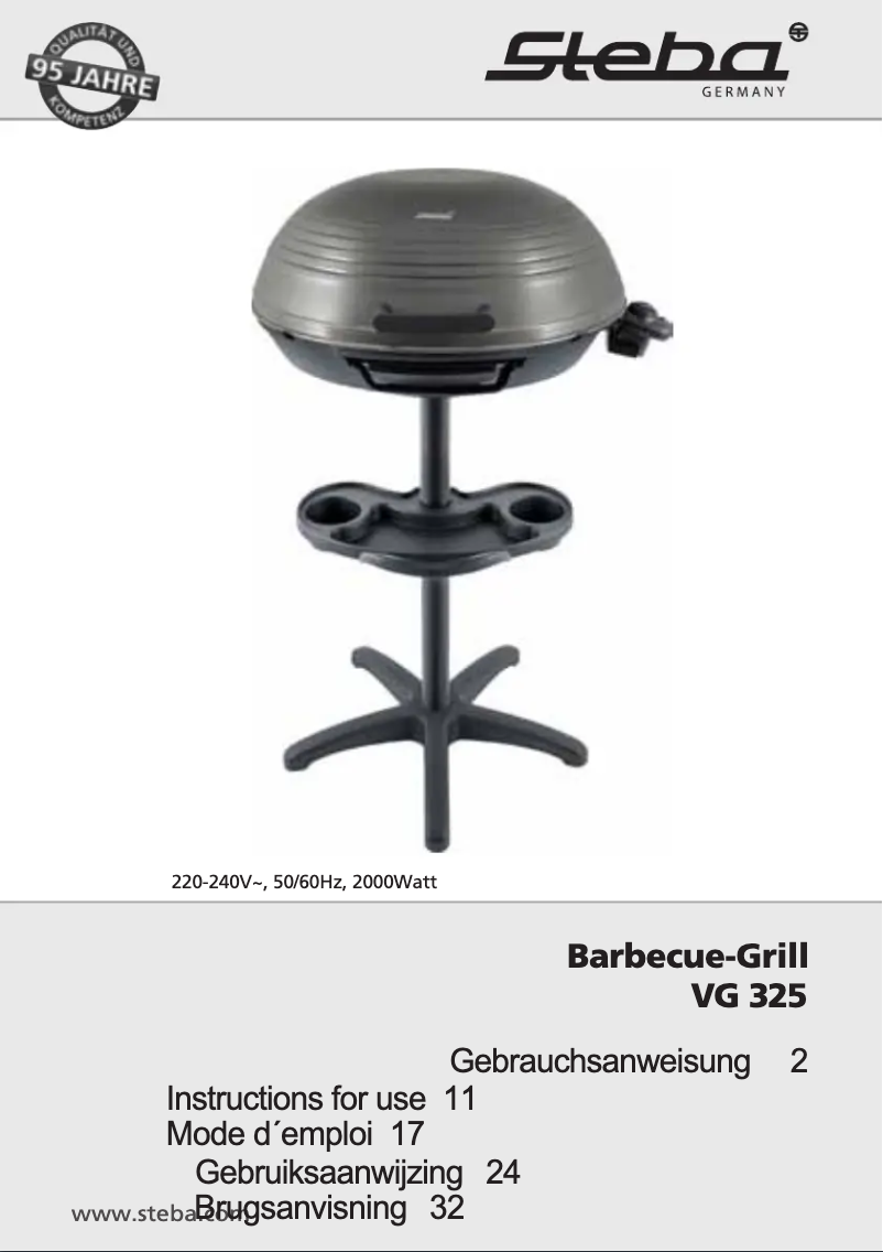 First page image of the manual for VG 325