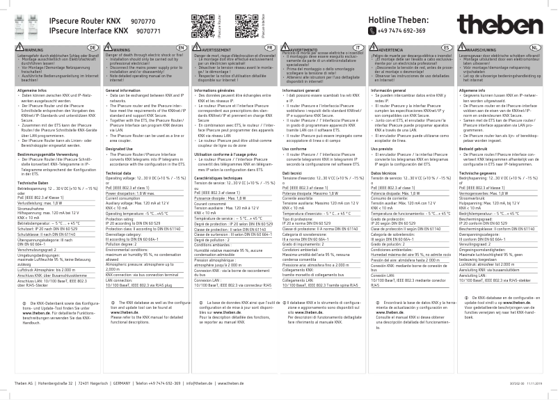 First page image of the manual for IPsecure Interface KNX