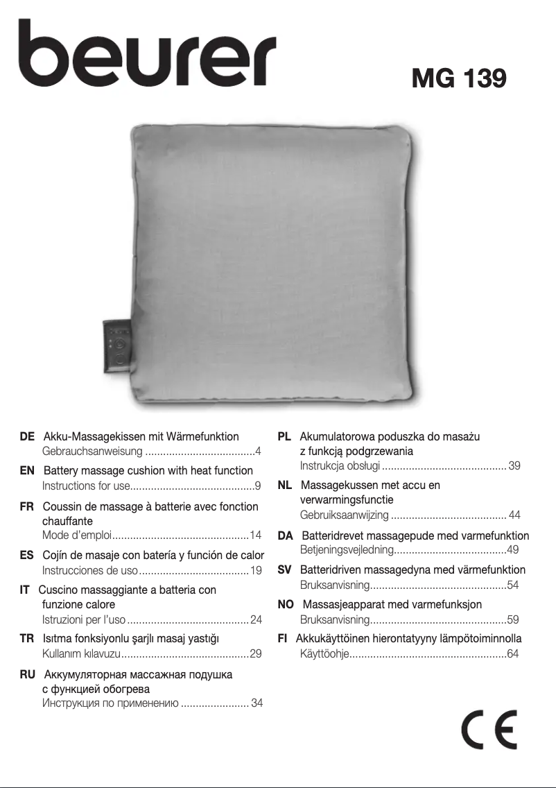 Page 1 of the manual User Manual Beurer MG 139
