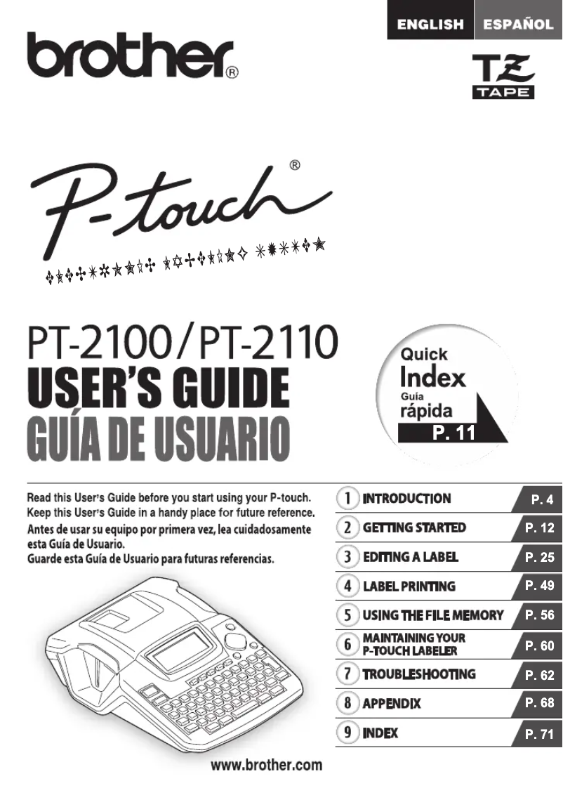 First page image of the manual for P-Touch 2110