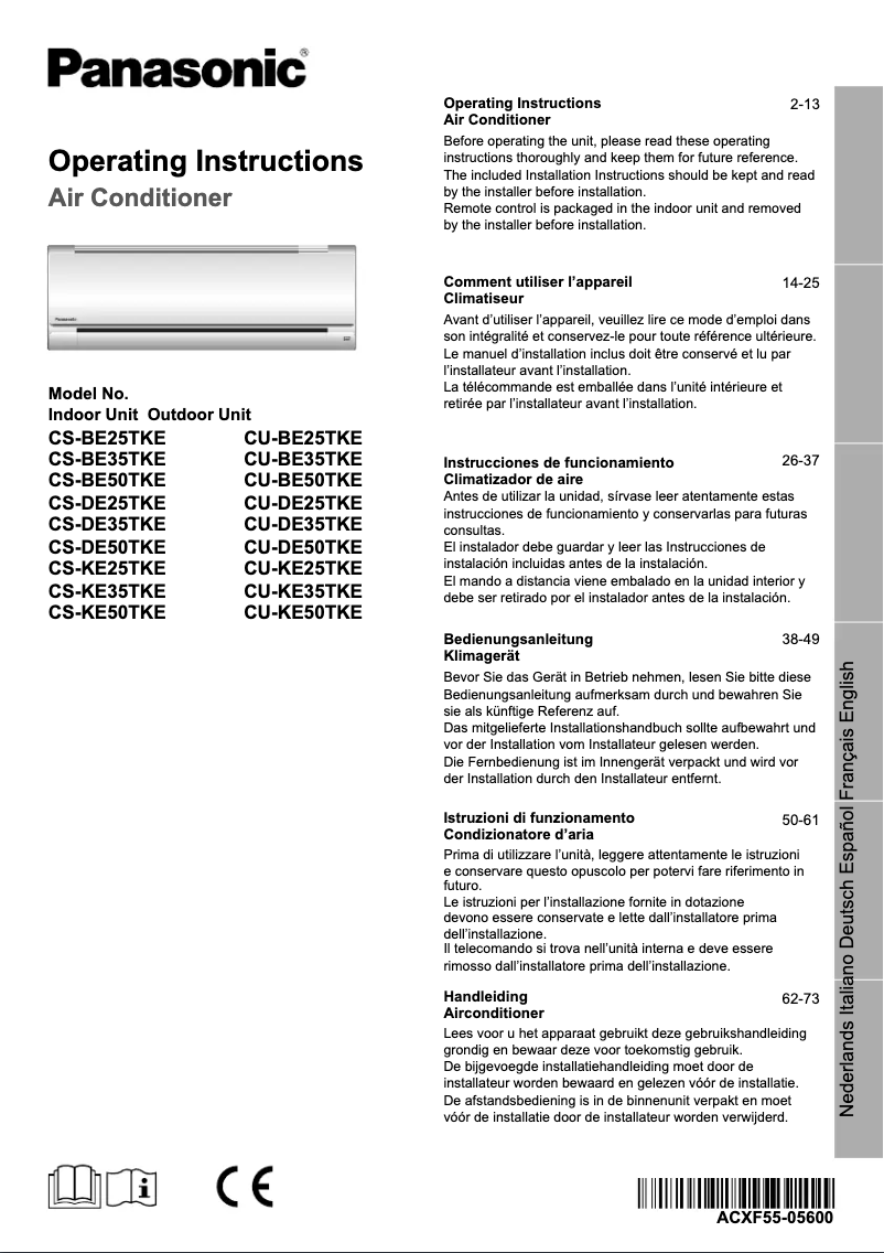 Page 1 of the manual User Manual Panasonic CU-KE25TKE
