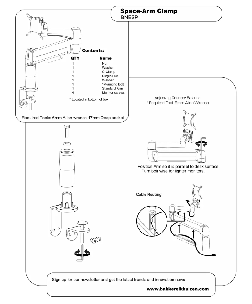 First page image of the manual for Space-arm