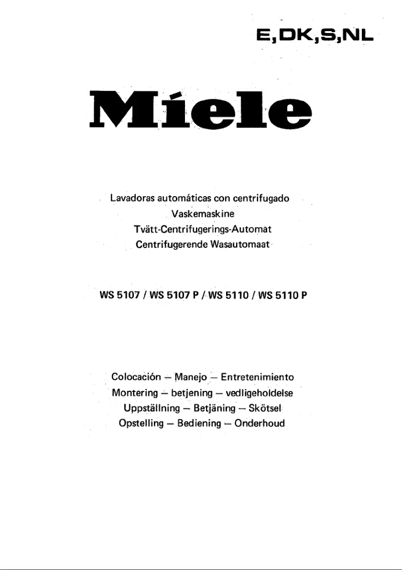 Page 1 of the manual User Manual Miele WS 5107 P