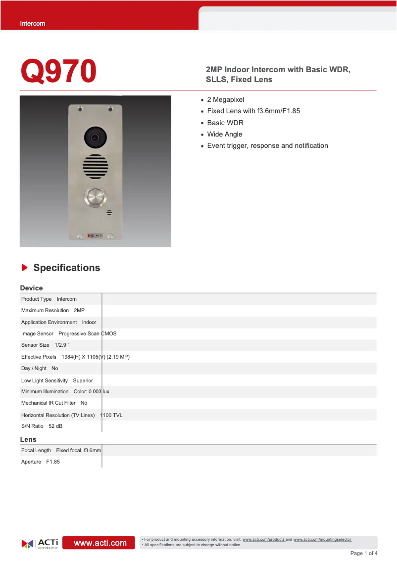 First page image of the manual for Q970