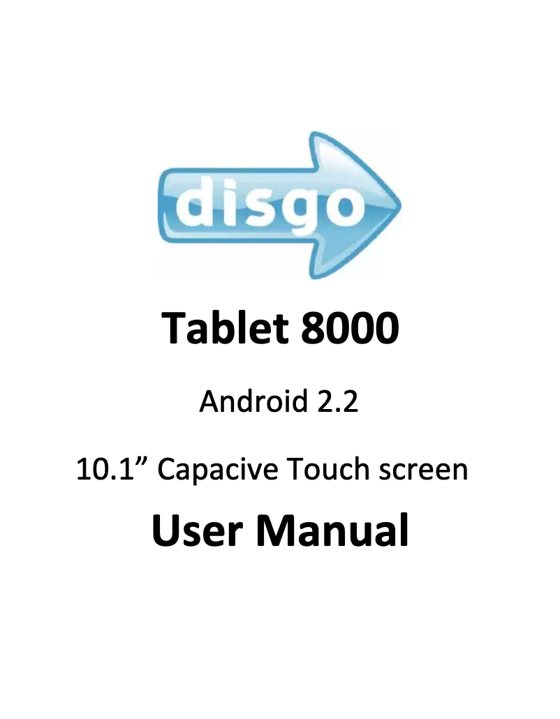 Page 1 of the manual User Manual Disgo Tablet 8000