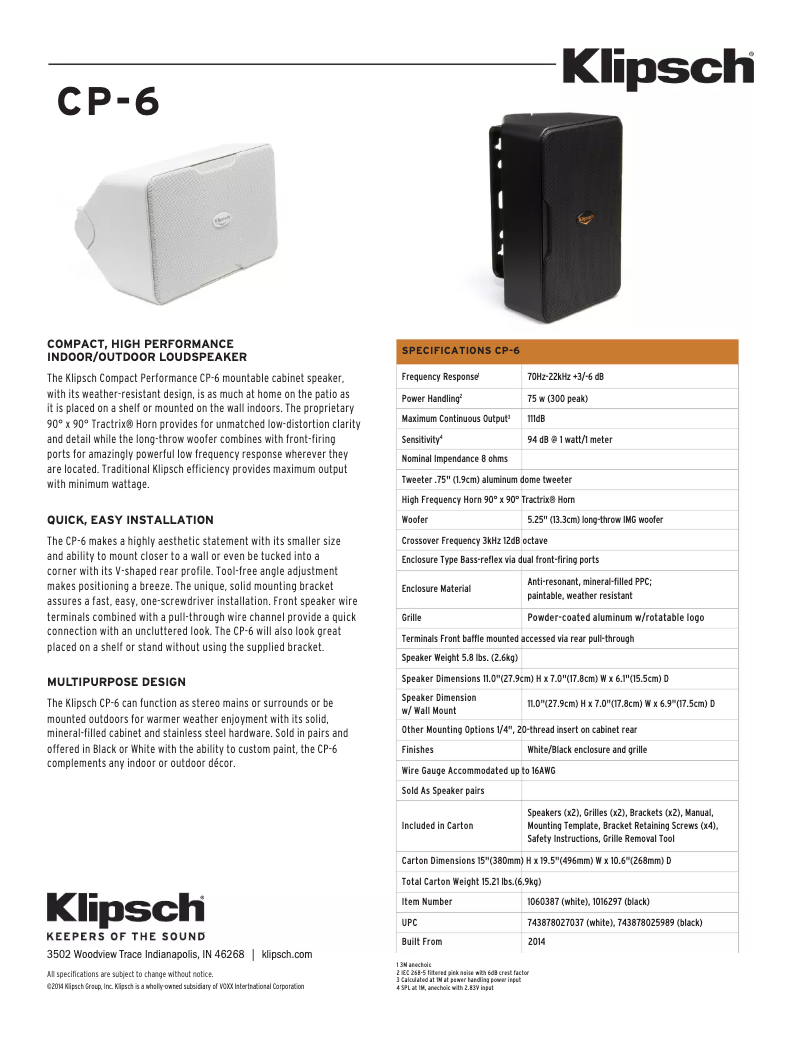 First page image of the manual for Compact Performance CP-6