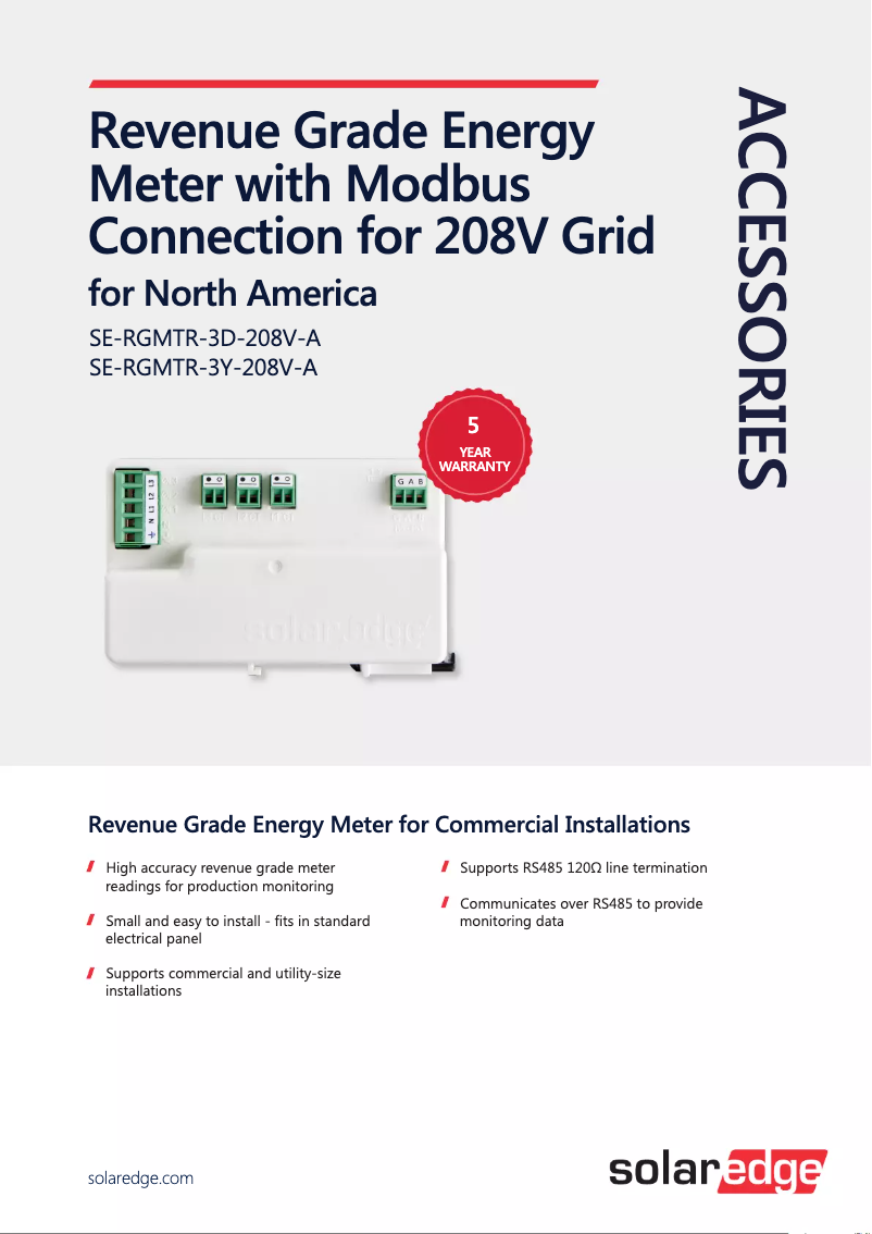First page image of the manual for SE-RGMTR-3D-208V-A