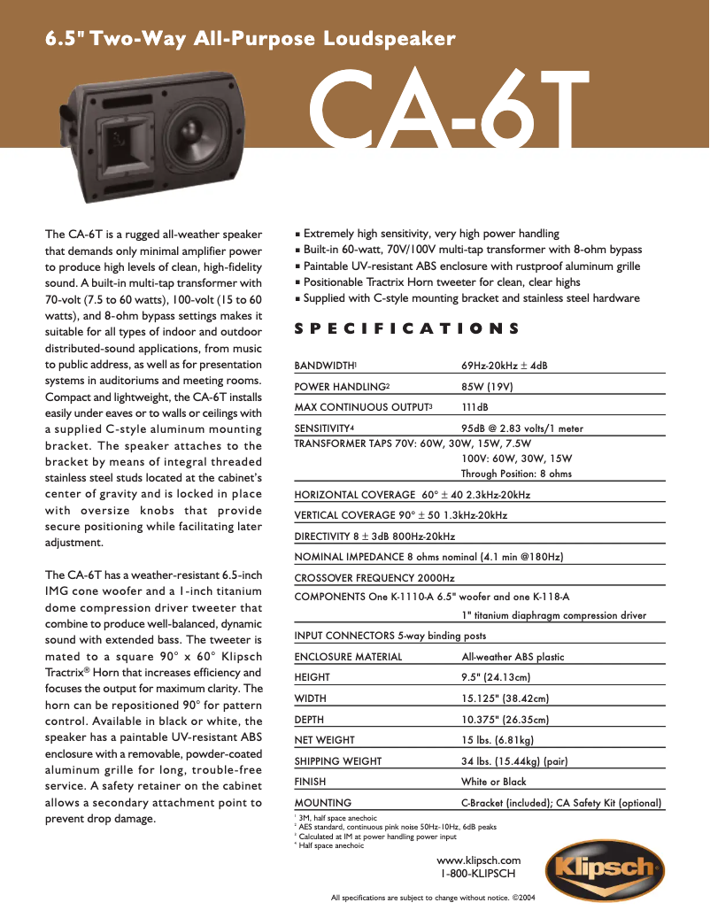 First page image of the manual for CA-6T