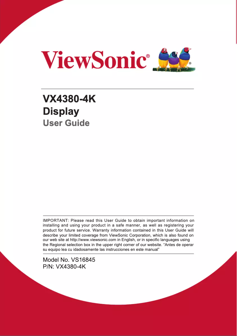 Page 1 de la notice Manuel utilisateur Viewsonic VX4380-4K