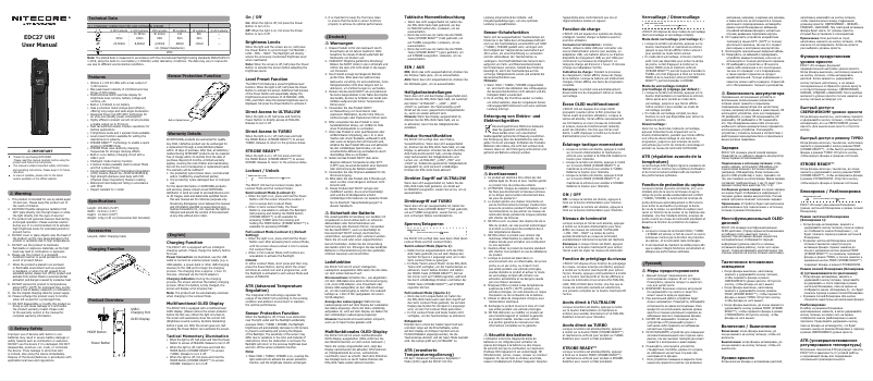 Page 1 of the manual User Manual Nitecore EDC27 UHi